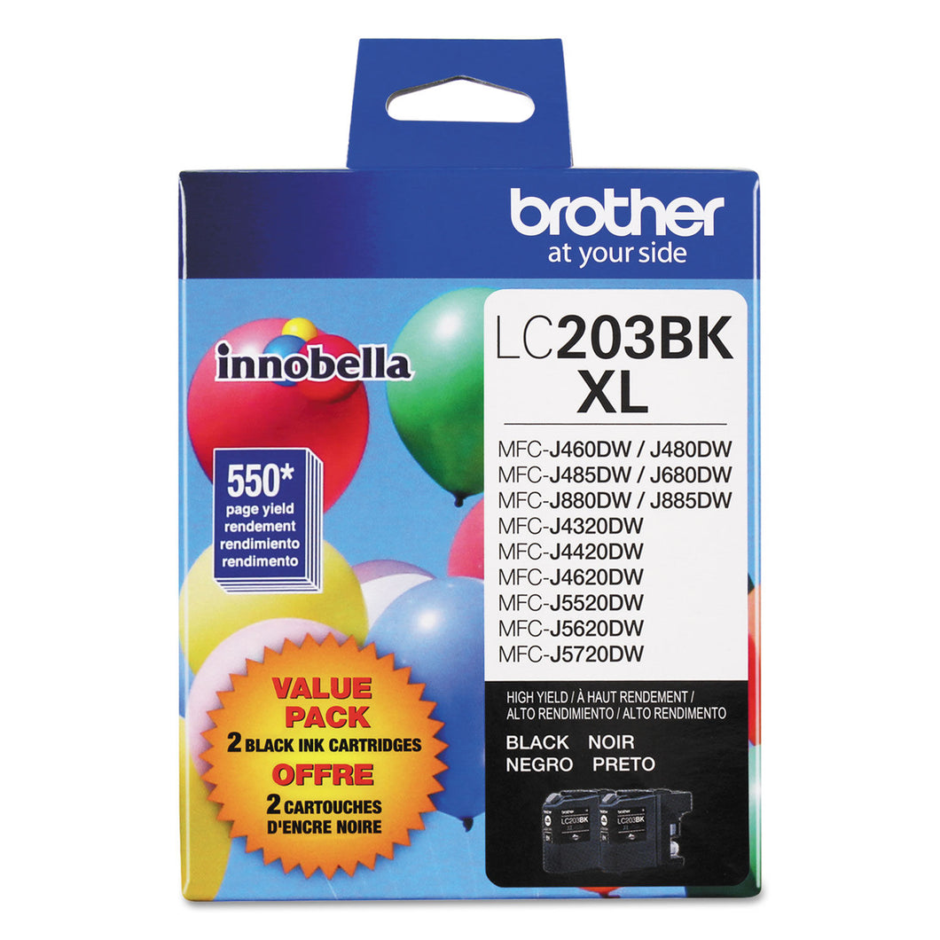 Brother LC203BK Original Black Ink Cartridge Twin Pack High Yield