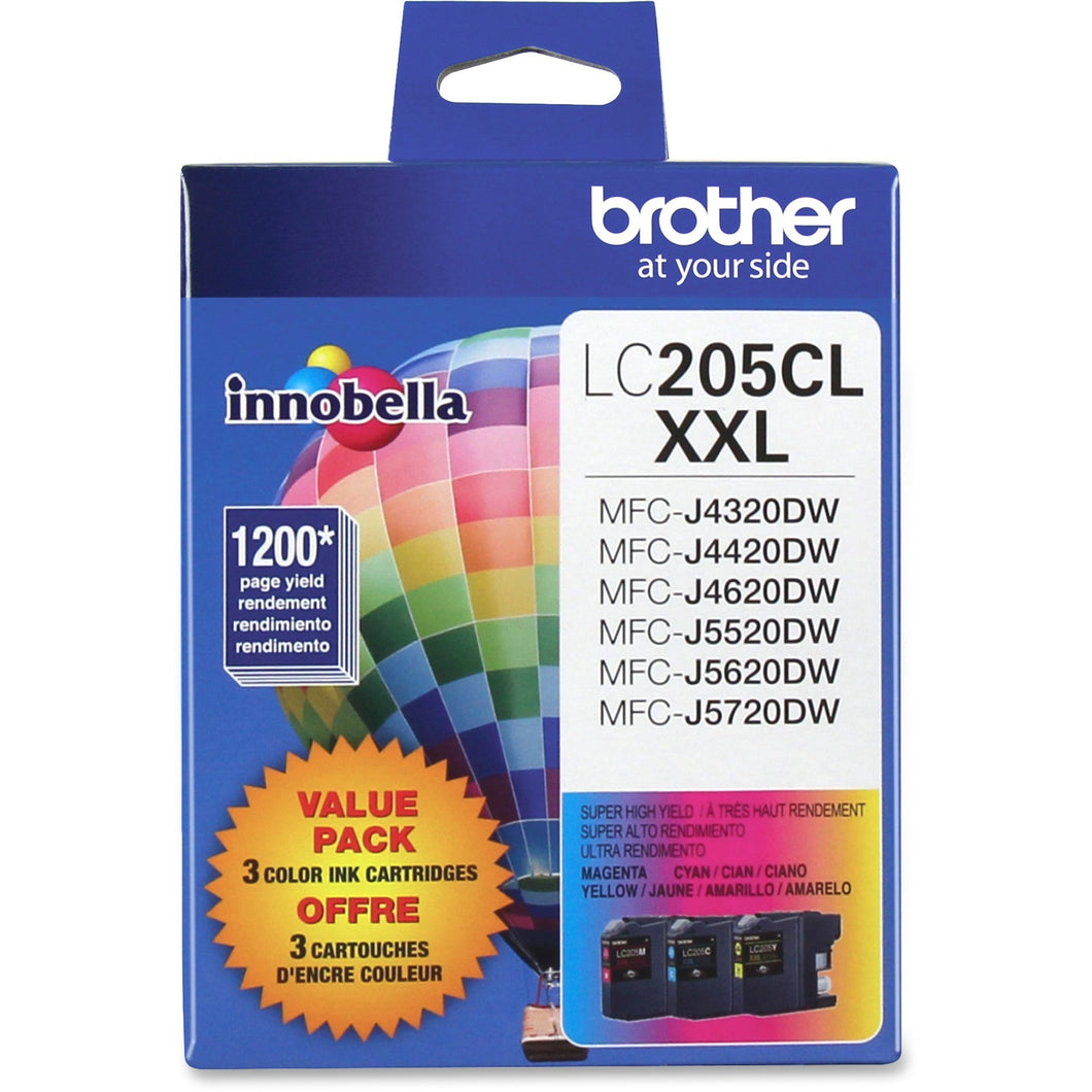 Brother LC205 3PKS Original Tri-Colour Ink Cartridge Combo Extra High Yield