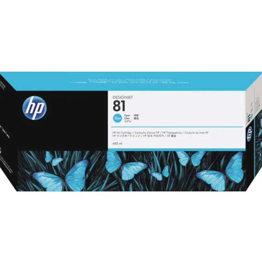 HP DesignJet 81 Cyan Dye Ink Cartridge (C4931A)