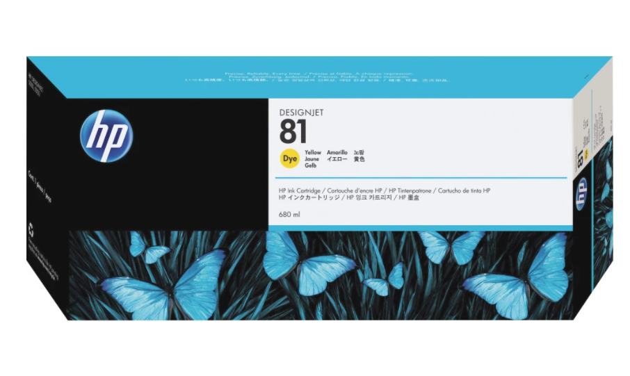 HP DesignJet 81 Yellow Dye Ink Cartridge (C4933A)