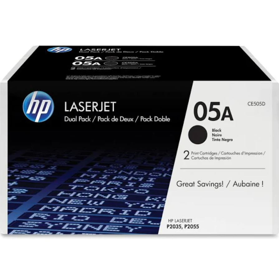 HP 05A BLACK TONER DUAL PK PRINT CE505D