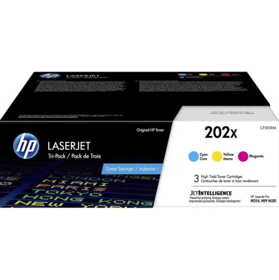 HP 202X C/Y/M Original Toner Cartridges