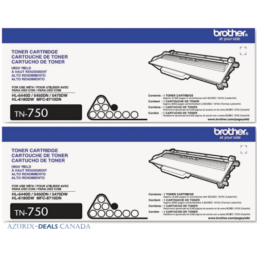 Brother TN750 Original Black Toner Cartridge High Yield- Dual Pack