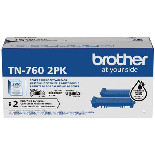 Brother TN760 Original Black Toner Cartridge High Yield-Dual Pack