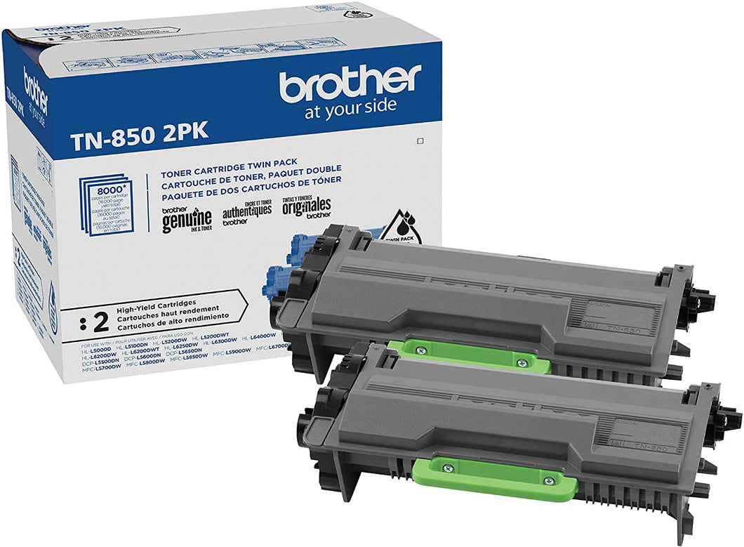 Brother TN850 Original Black Toner Cartridge High Yield-Dual Pack