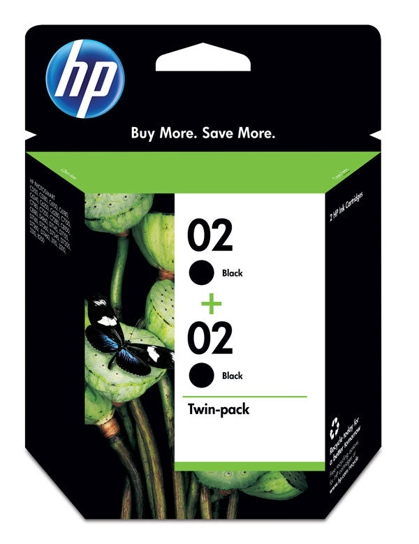 HP 2 Black Standard Yield Ink Cartridge, 2/Pack (C9500FN)